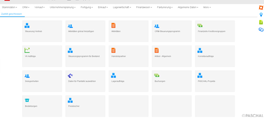 Screenshot ERP-Rental - Startbildschirm