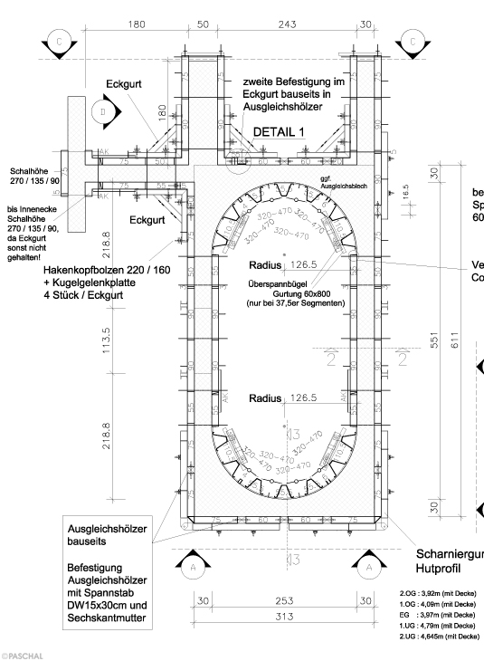 Schalungsplanung für Treppenhauskonstruktion
