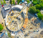 Aerial view of the construction site