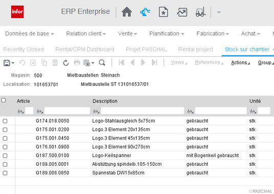 ERP Rental - Inventaire du stock de location