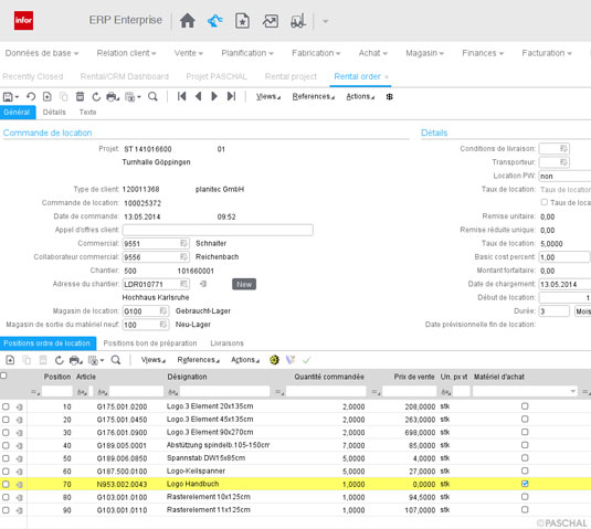 ERP Rental - Demande de location