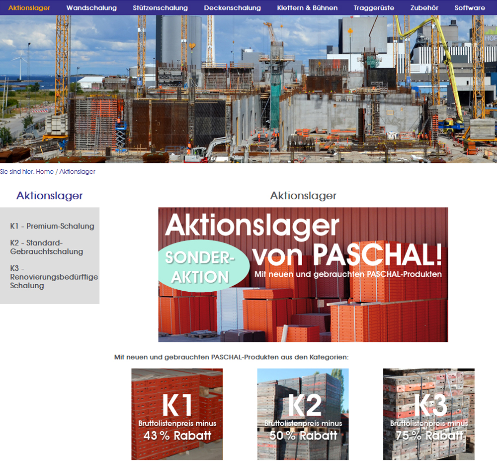 Screenshot Schalung-Shop.de - Aktionslager