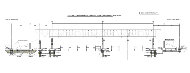 Sectional view of all foundtions for Haguenau footbridge