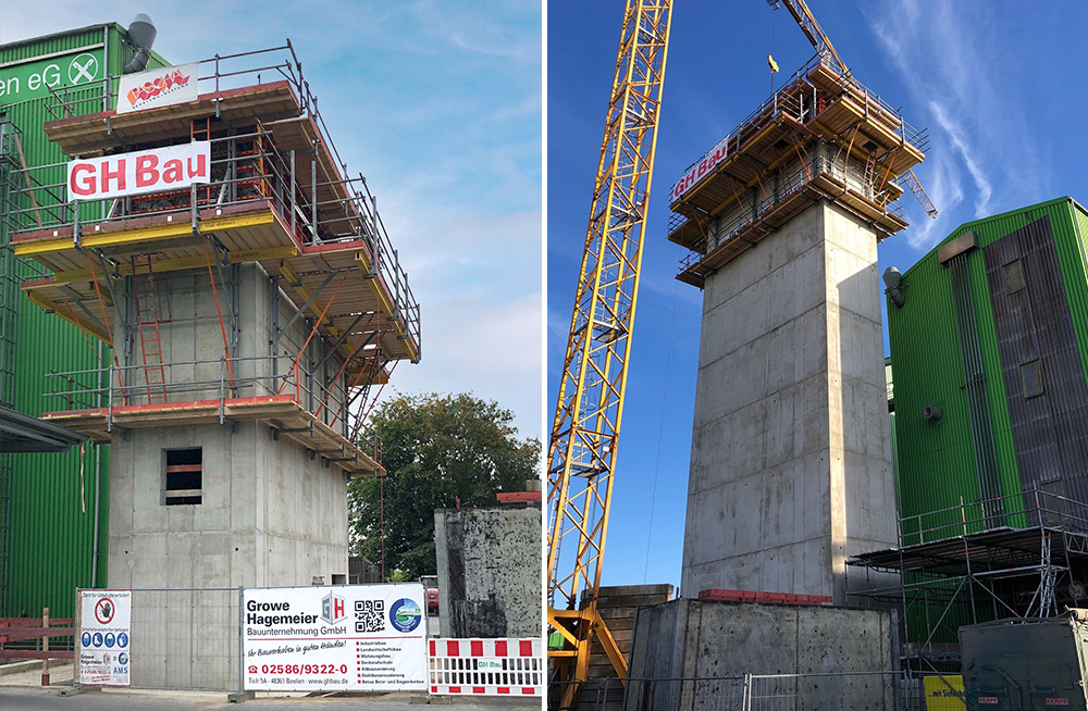 Escalier et tour d'ascenseur en construction