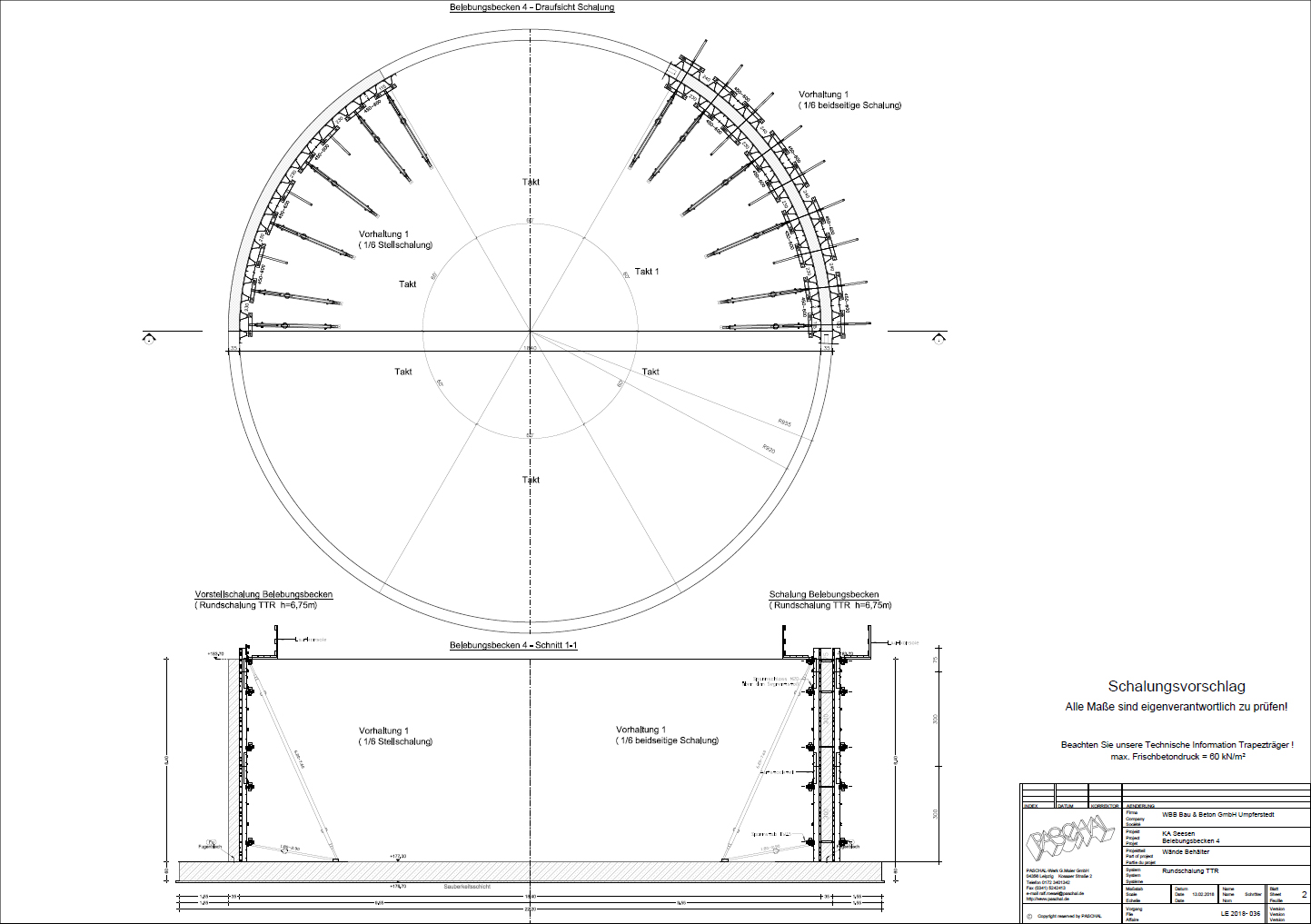 Formwork planning for aeration tank