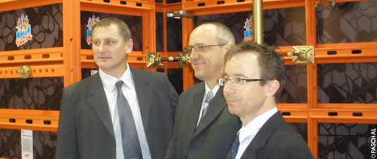 PASCHAL-Mitarbeiter Alfred Schweitzer, Armin Märchler und Norbert Rast auf der Baumaschinenmesse in Bern