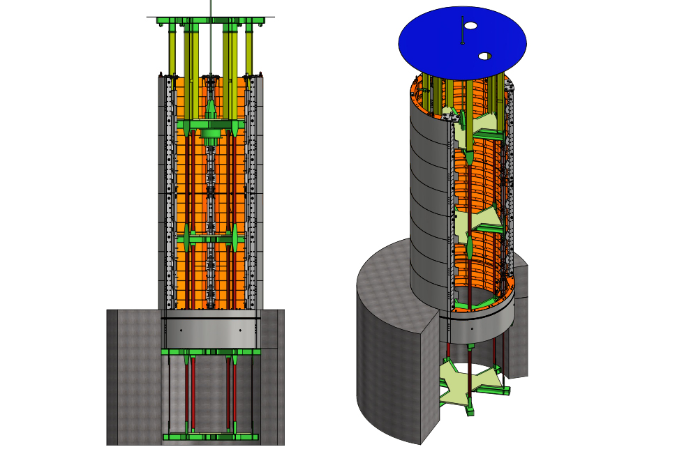 Visualisation of twelve-metre-high formwork climbing system