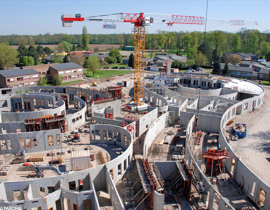 TTR-Rundschalung auf der Baustelle des Klinikums in Erstein