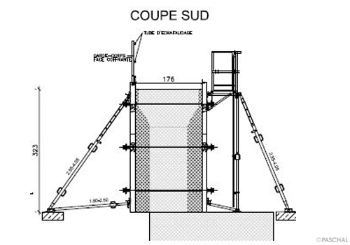 Steel-reinforced concrete pier