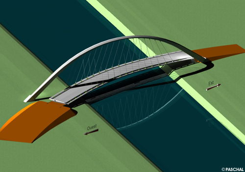 На рисунках изображены траектория моста и принцип его строительства