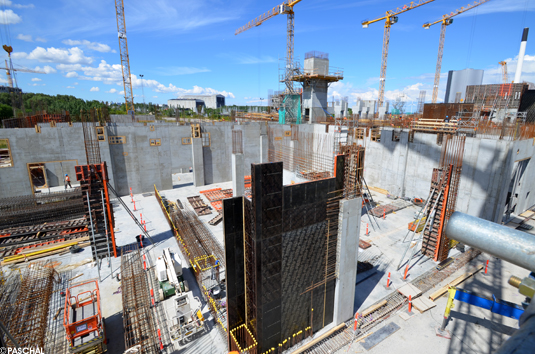 Overview of construction site and formwork