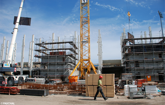 Crane moving formwork