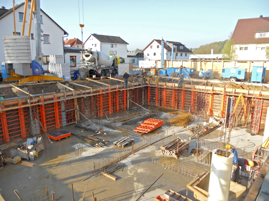 Basement wall constructed with Modular/GE formwork elements