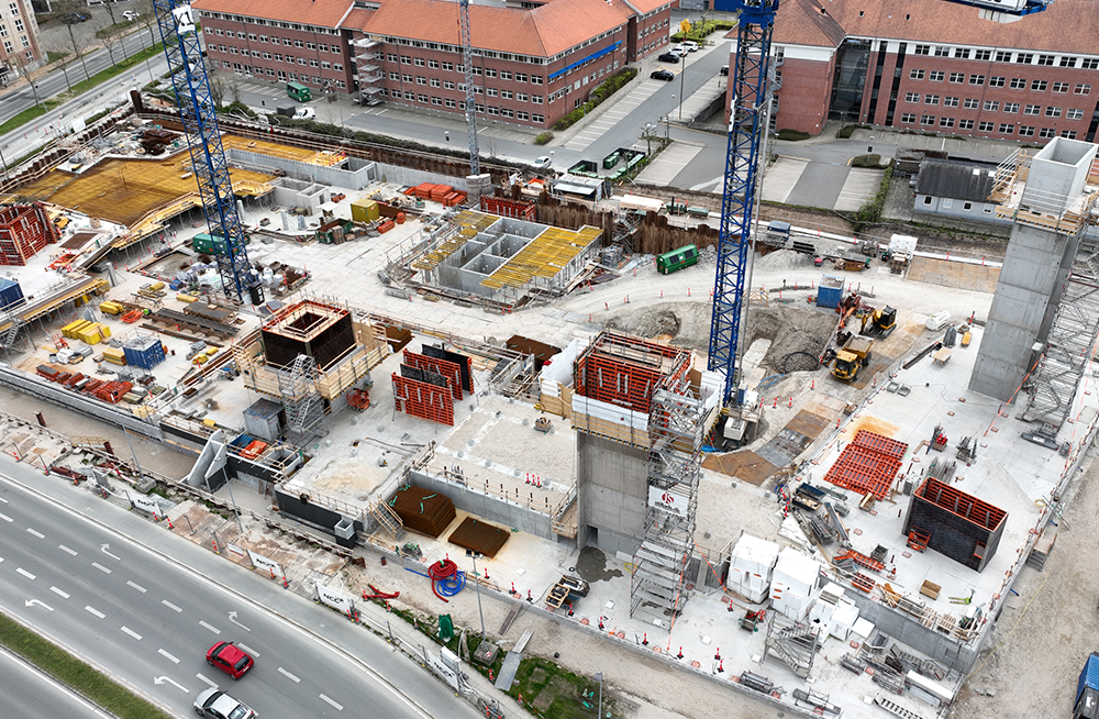 View of the construction site from above