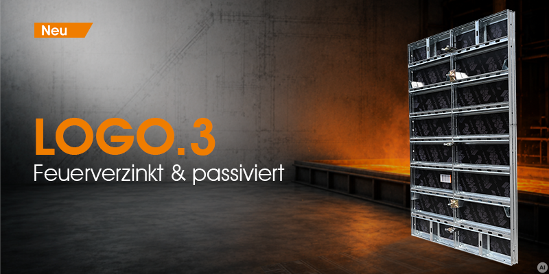 LOGO.3-System mit feuerverzinkter Oberflächenbeschichtung und Passivierung ab sofort im Standard-Verkaufsangebot von PASCHAL
