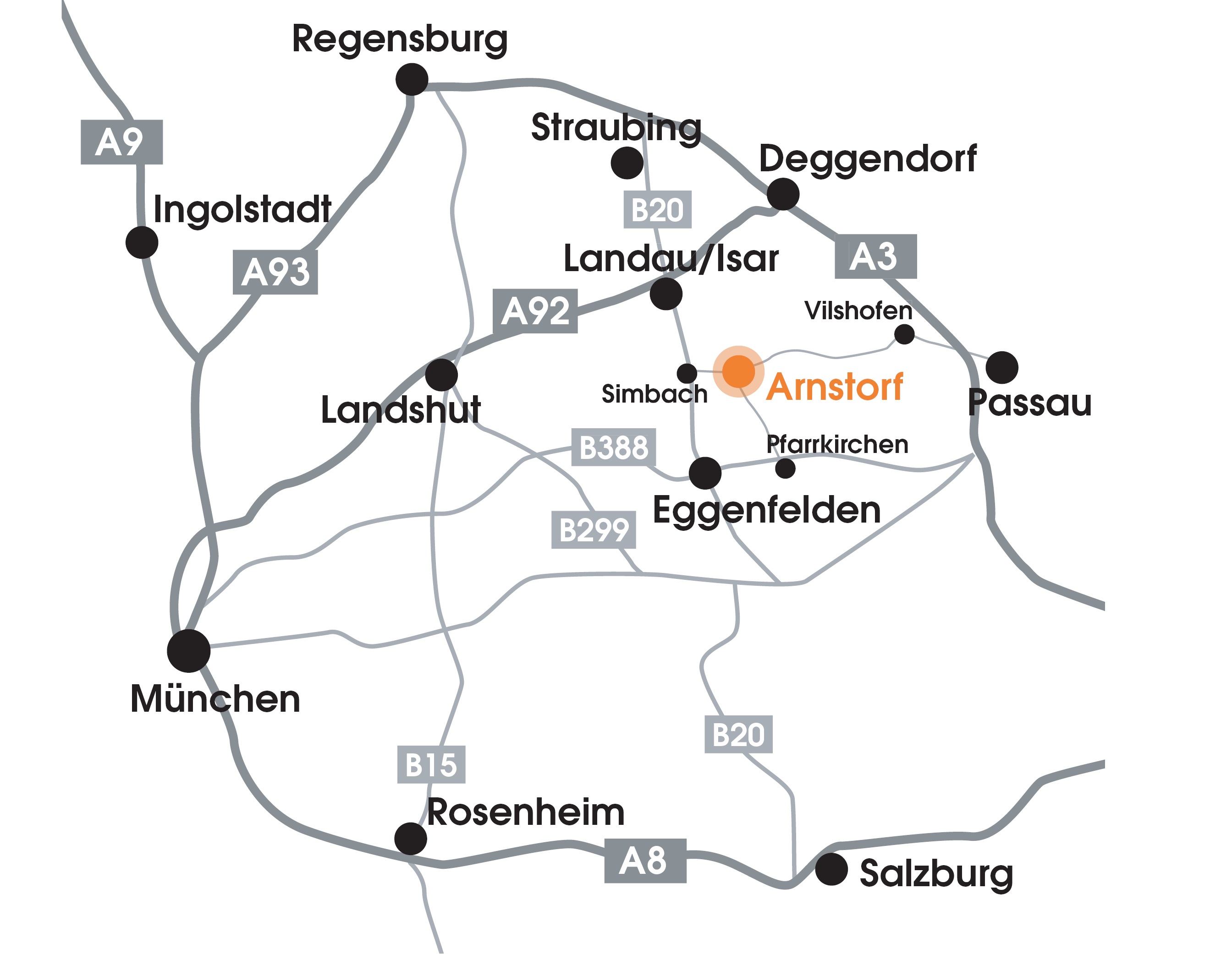 Anfahrtsskizze PASCHAL-Niederlassung Arnstorf