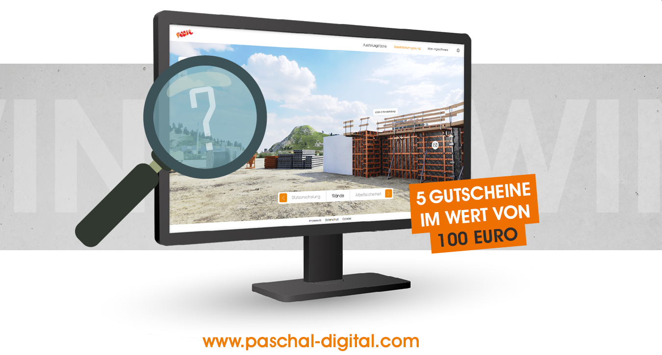 Lupe über Bildschirm mit Screenshot des virtuellen Showrooms