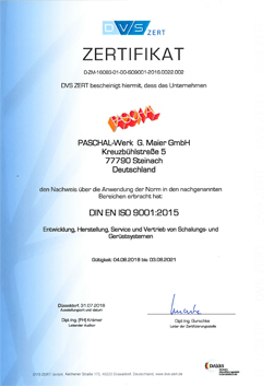 DIN EN ISO 9001:2008 Zertifikat