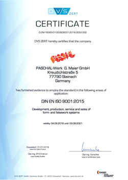 DIN EN ISO 9001:2008 certificate