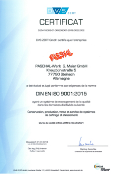 DIN EN ISO 9001:2008 certificat DIN EN ISO 9001:2008