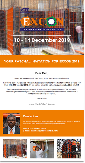 Invitation for Excon 2019